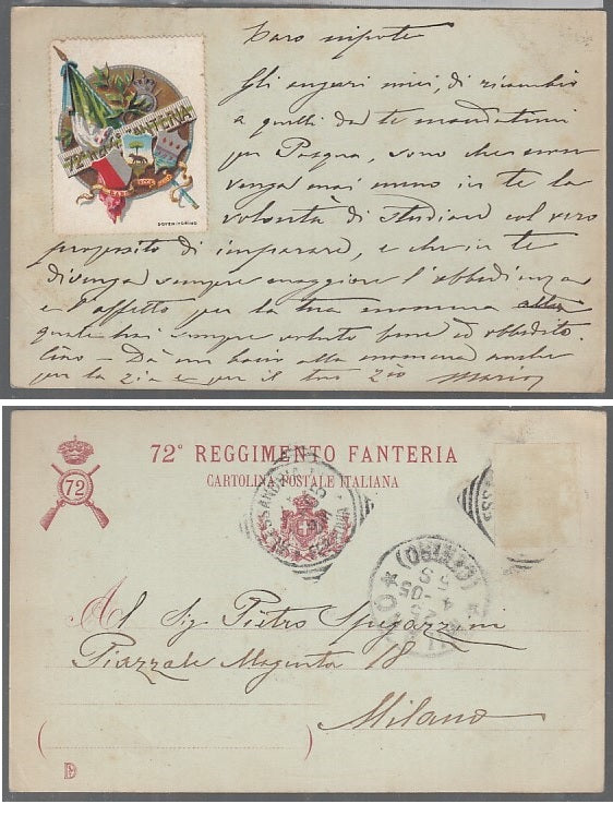 CC- CARTOLINA POSTALE 72° REGGIMENTO FANTERIA S.P.Q.R. SPQR WW1 CRT2525