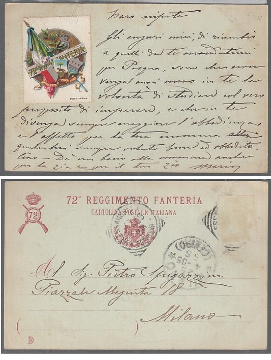 CC- CARTOLINA POSTALE 72° REGGIMENTO FANTERIA S.P.Q.R. SPQR WW1 CRT2525