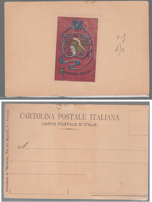 CC- CARTOLINA POSTALE LA MINERVA COMANDO ARMA DEL GENIO MILITARE - WW1 CRT2528