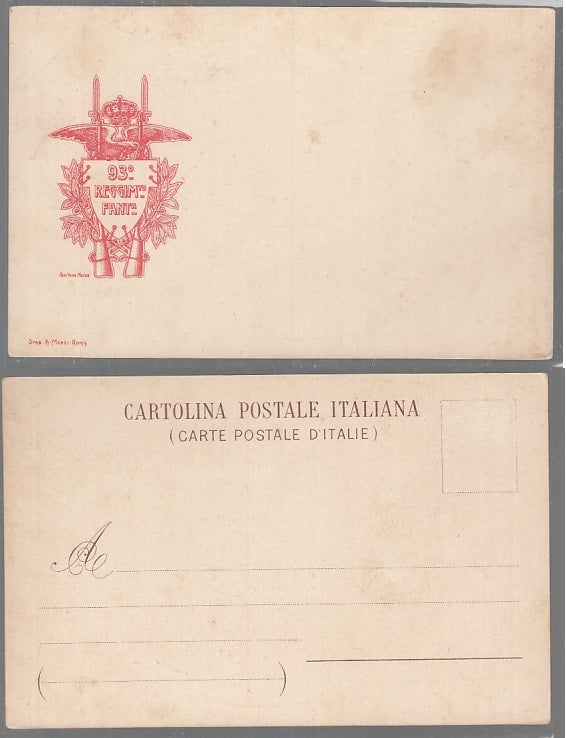 CC- CARTOLINA POSTALE MILITARE 93° REGGIMENTO FANTERIA - CRT2543