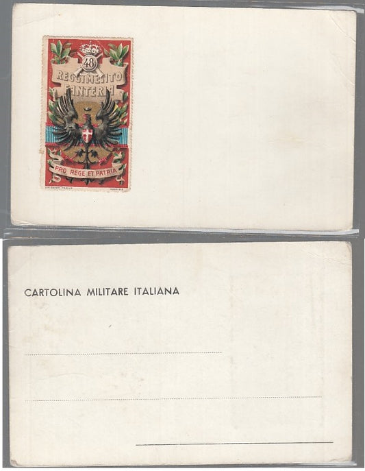 CC- CARTOLINA POSTALE MILITARE 48°REGGIMENTO FANTERIA PRO REGE ET PATRIA CRT2544