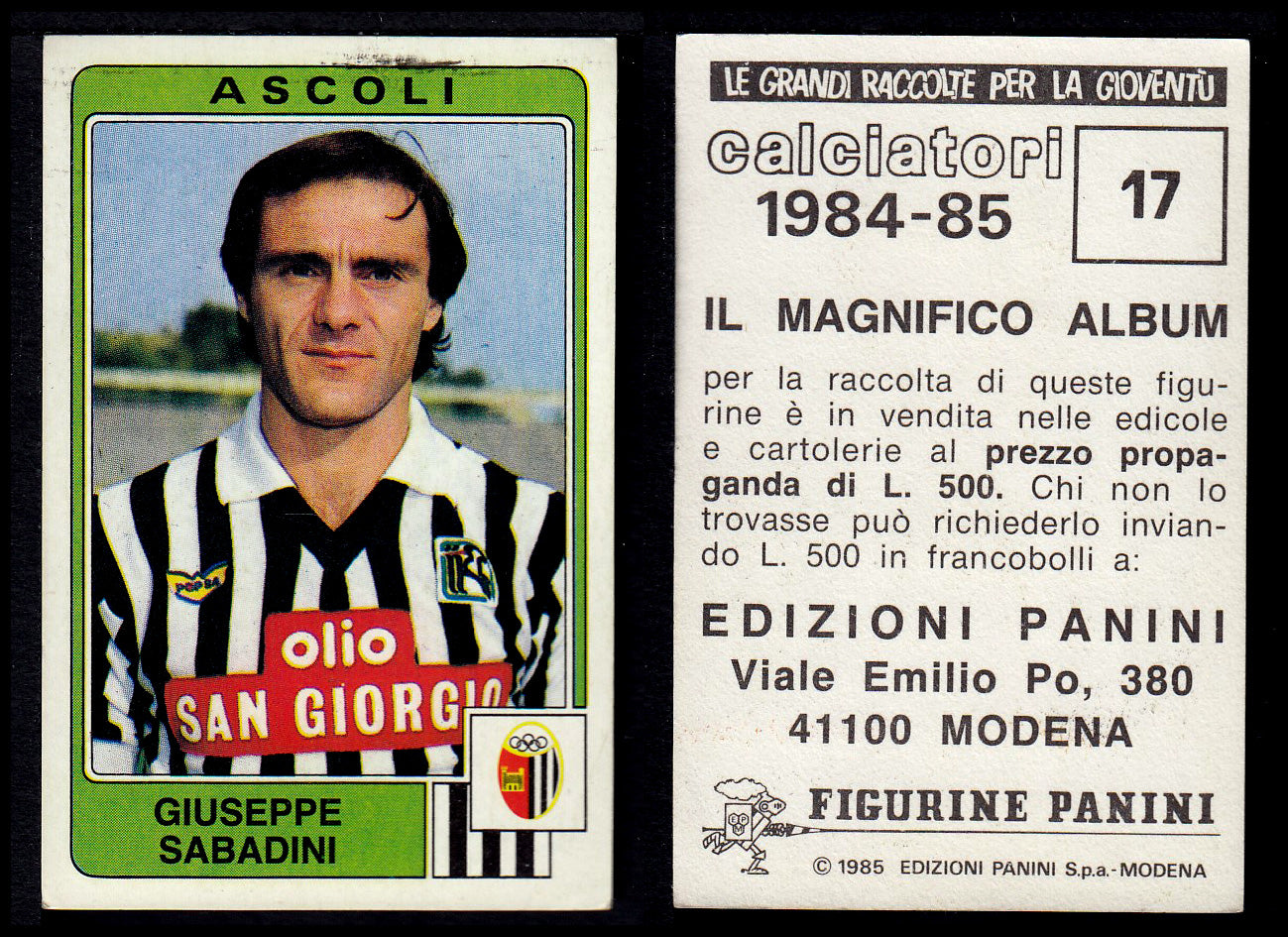 Figurine Panini - Calciatori 1984/85 - Mancolista ASCOLI