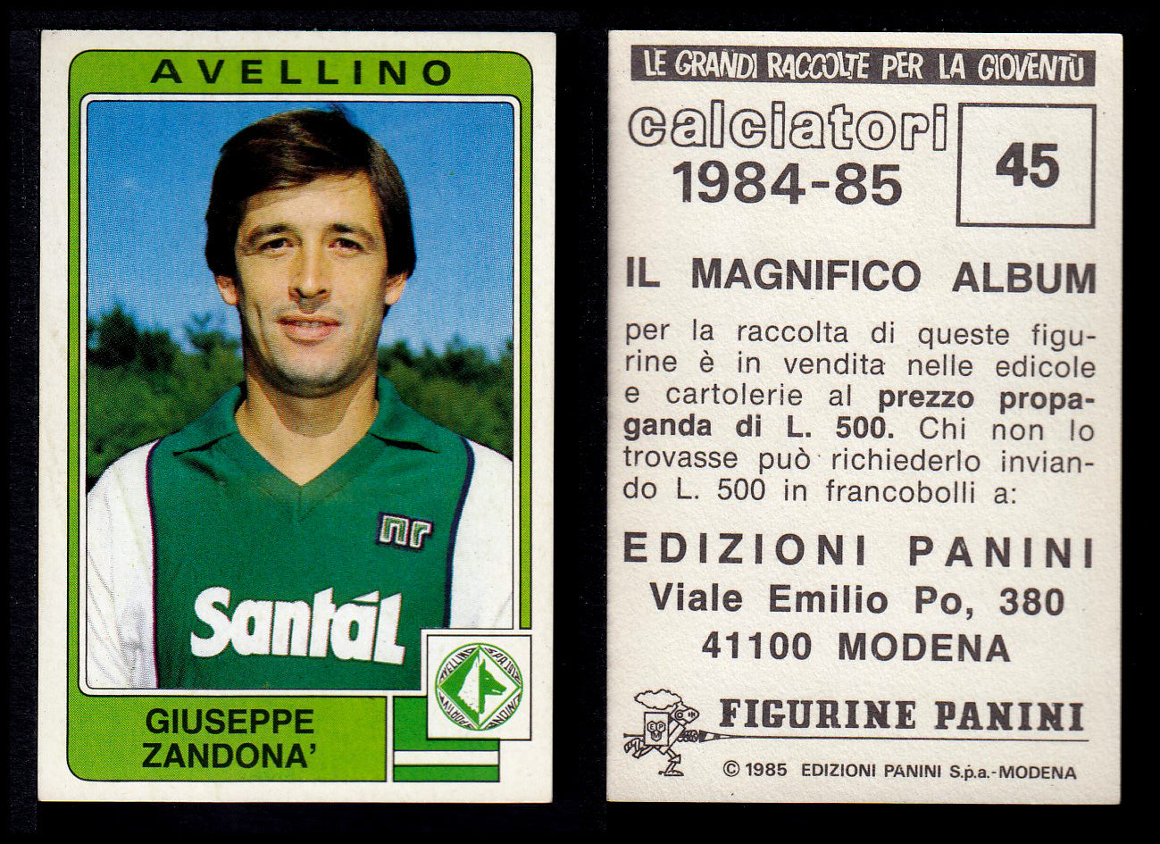 Figurine Panini - Calciatori 1984/85 - Mancolista AVELLINO