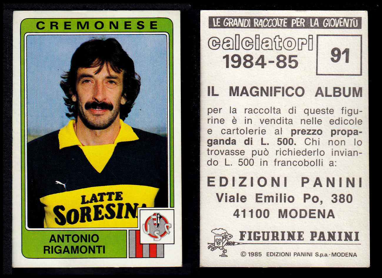 Figurine Panini - Calciatori 1984/85 - Mancolista CREMONESE