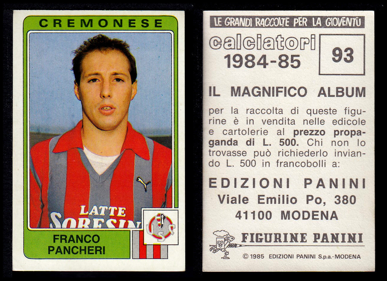 Figurine Panini - Calciatori 1984/85 - Mancolista CREMONESE