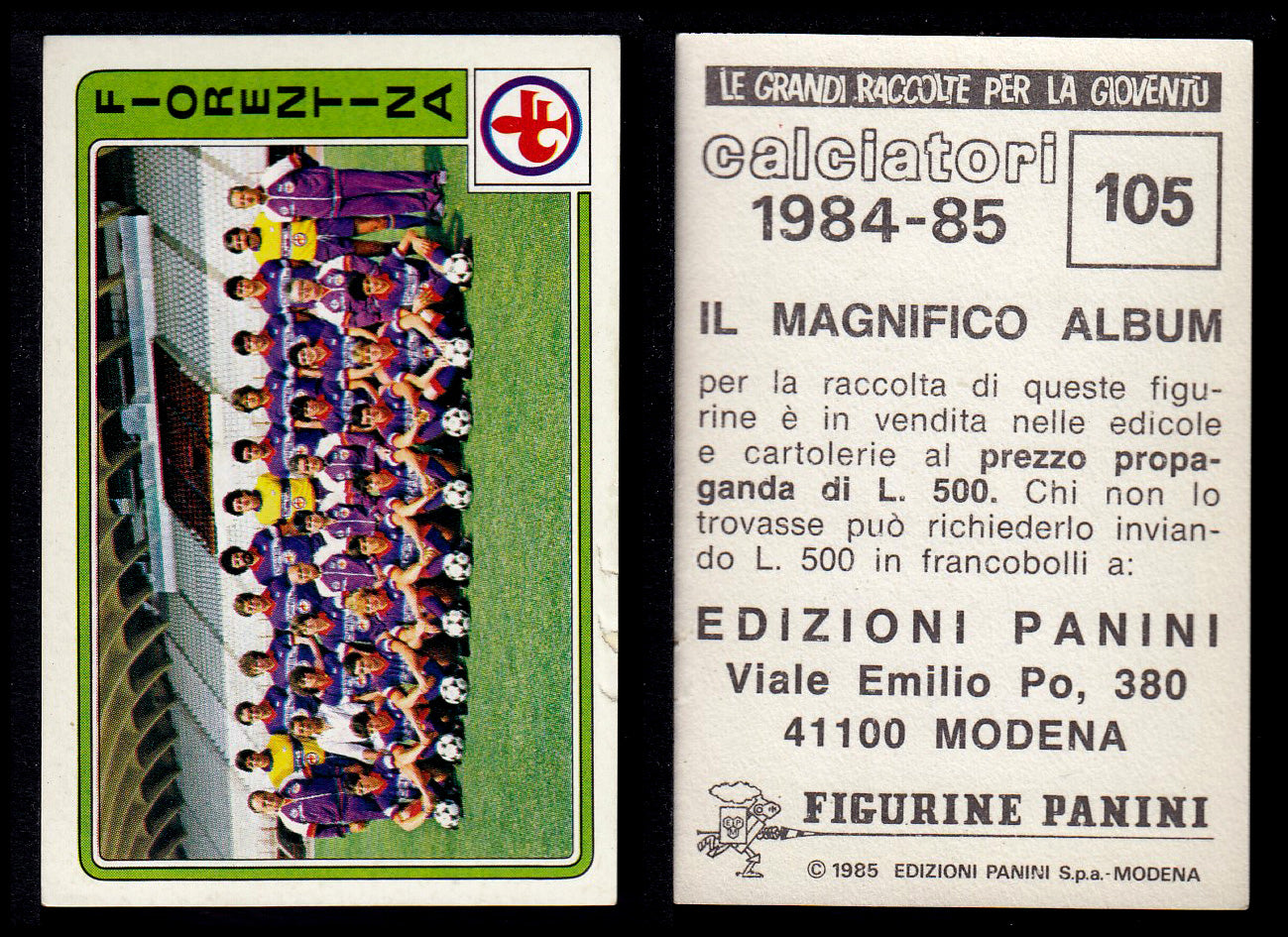Figurine Panini - Calciatori 1984/85 - Mancolista FIORENTINA