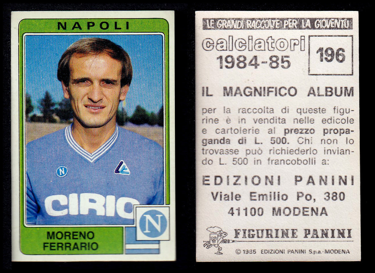 Figurine Panini - Calciatori 1984/85 - Mancolista NAPOLI
