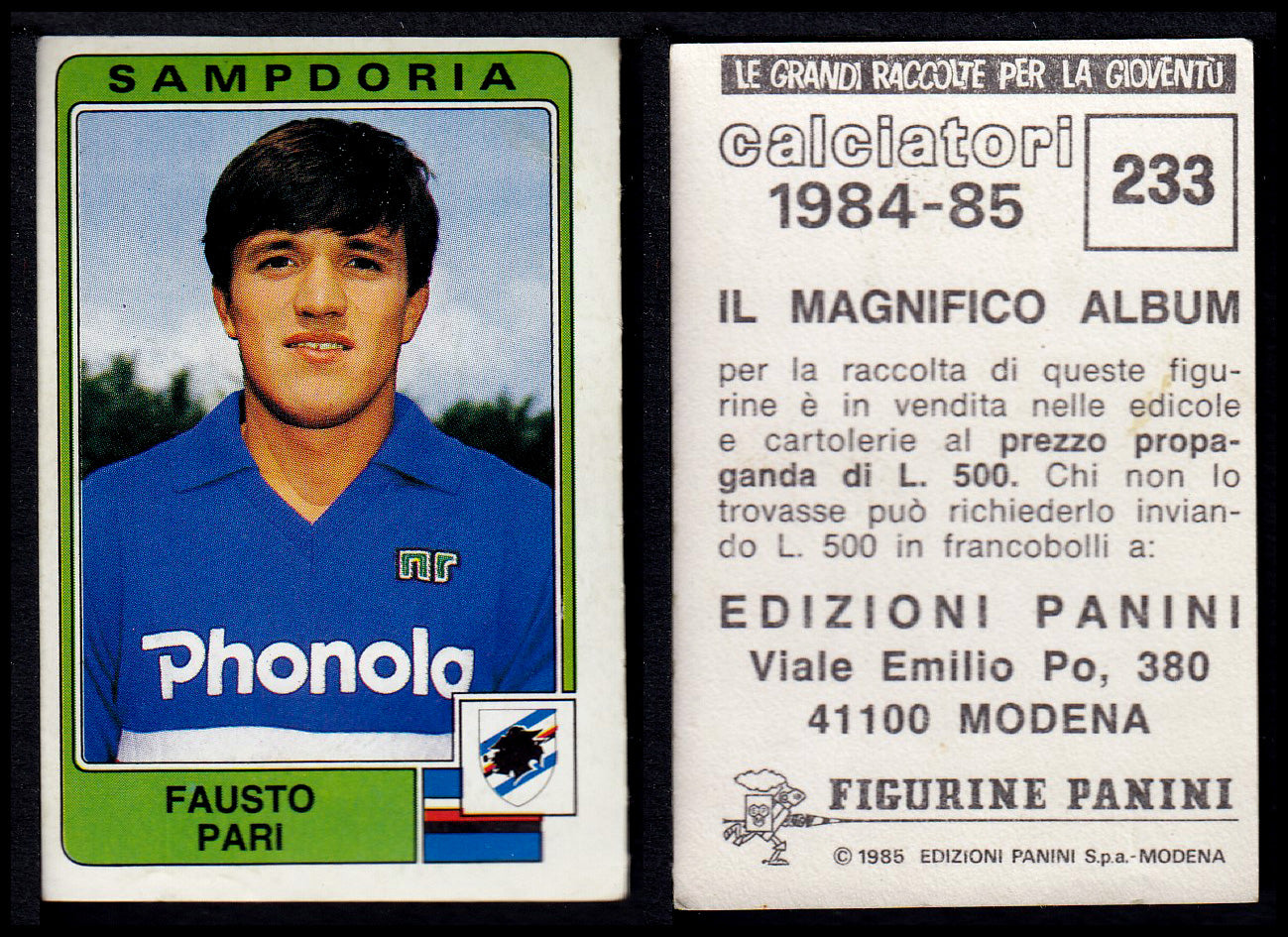 Figurine Panini - Calciatori 1984/85 - Mancolista SAMPDORIA