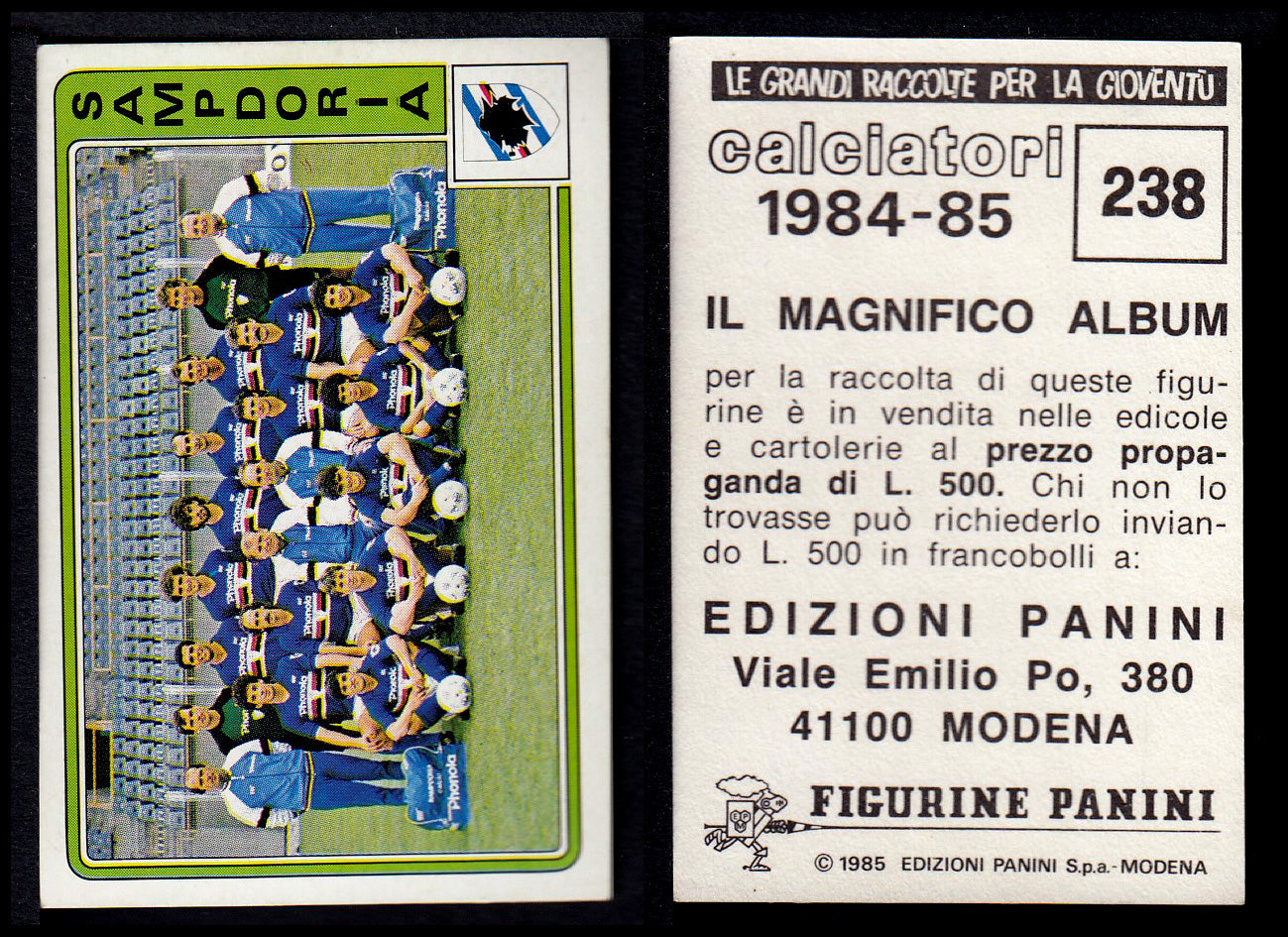 Figurine Panini - Calciatori 1984/85 - Mancolista SAMPDORIA