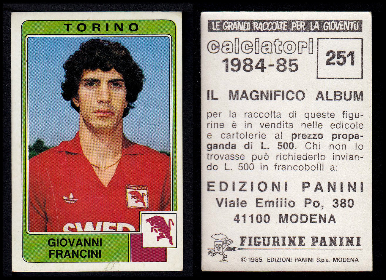 Figurine Panini - Calciatori 1984/85 - Mancolista TORINO