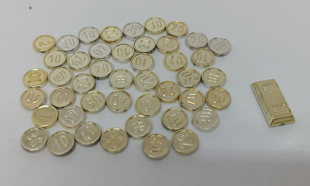 GG- LEGO ORIGINALI - CASSA TESORO PIRATI LOTTO 8 PZ. 45 MONETE 1 LINGOTTO - LGG4