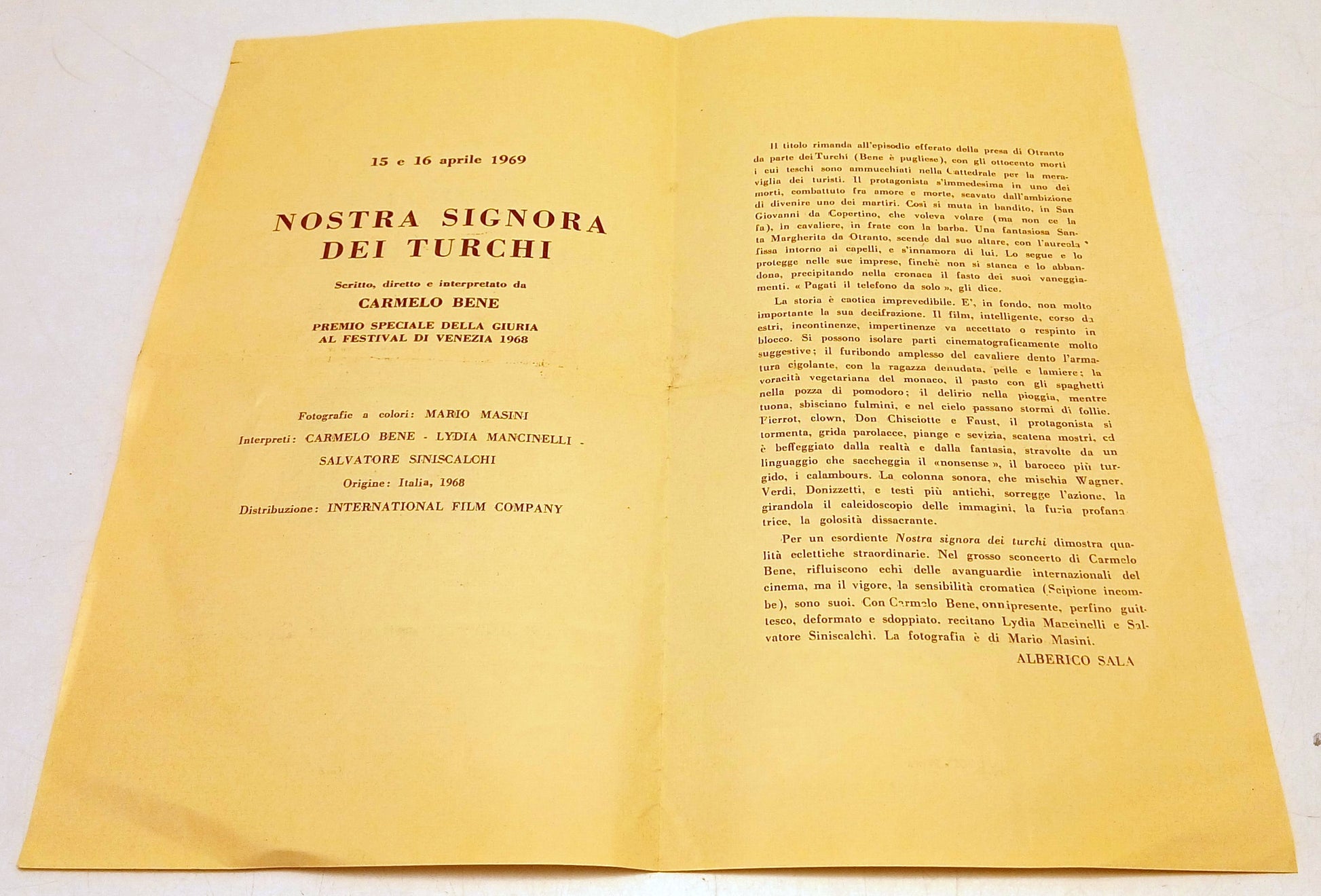 CV- Nostra Signora dei Turchi Carmelo Bene - Cinema Trento Parma 1969 - RVSa985