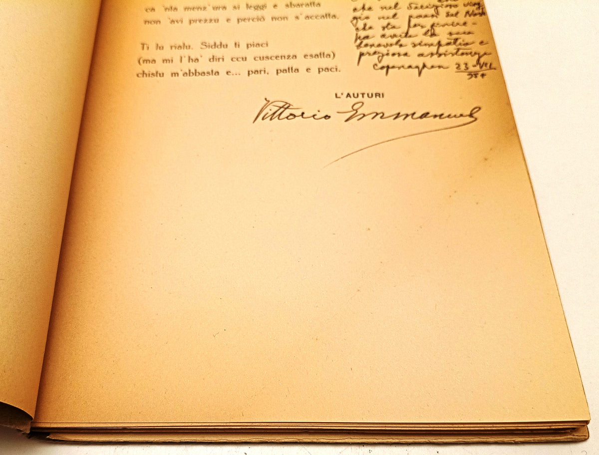 Cinniri e braci Versi parlata catanese - Vittorio Emmanuele - autografo - XFS141