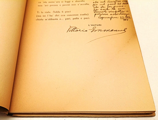 Cinniri e braci Versi parlata catanese - Vittorio Emmanuele - autografo - XFS141