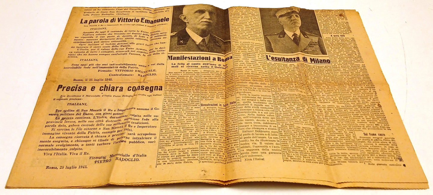 Corriere della Sera 1943 Dimissioni Mussolini Badoglio Capo Governo - RVSa969