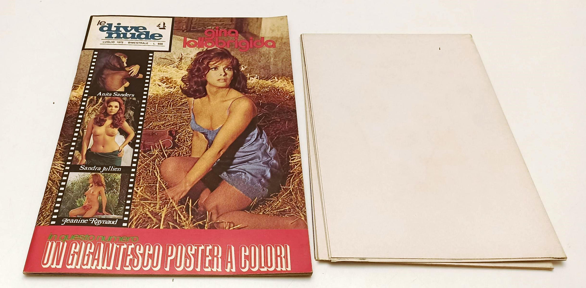 LX- DIVE NUDE 4 LUGLIO 1972 GINA LOLLOBRIGIDA CON POSTER GIGANTESCO - RVSa453
