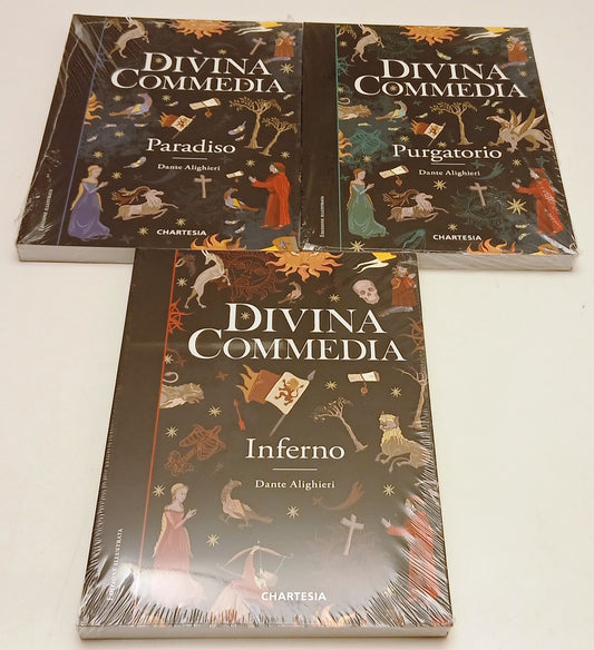 Divina Commedia illustrata 3 volumi Inferno Purgatorio Paradiso - Chartesia- XFS