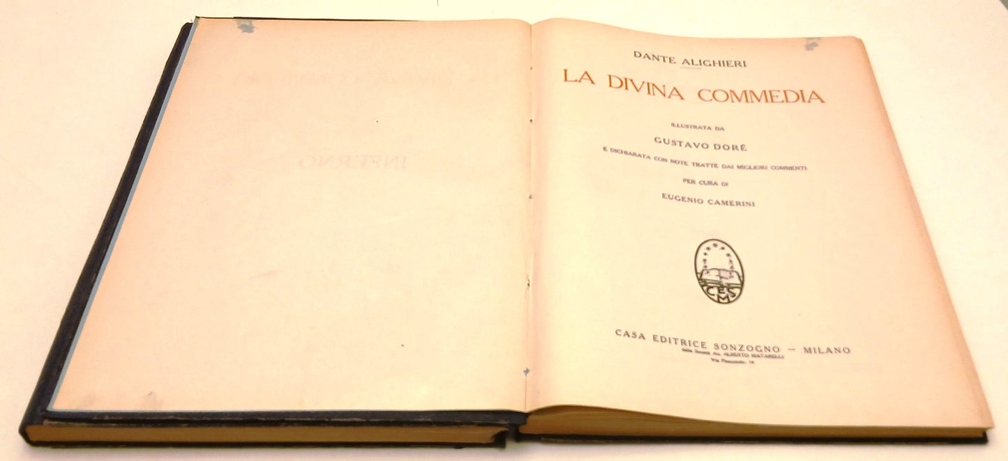 Divina Commedia Inferno Purgatorio - Alighieri - Sonzogno - 1937 - Dore'- YFS800