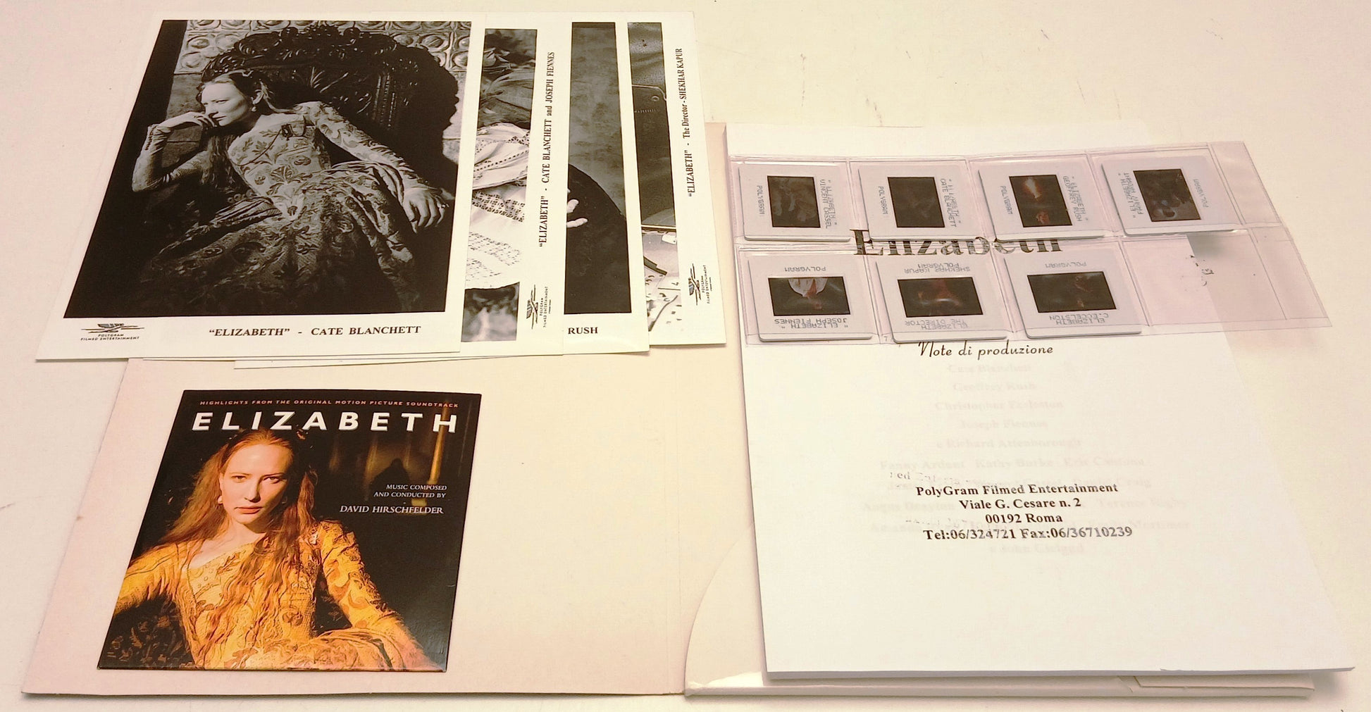 Cartella Stampa Film ELIZABETH di Shekhar Kapur con Cate Blanchett +CD - RVSa968