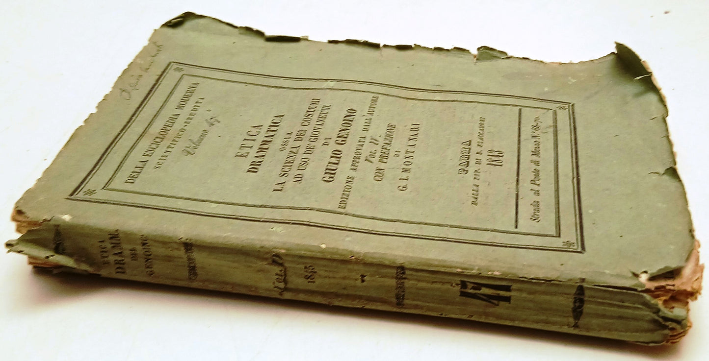 Etica Drammatica Scienza Costumi- Giulio Genoino- Fiaccadori Parma- 1843- ZFS120