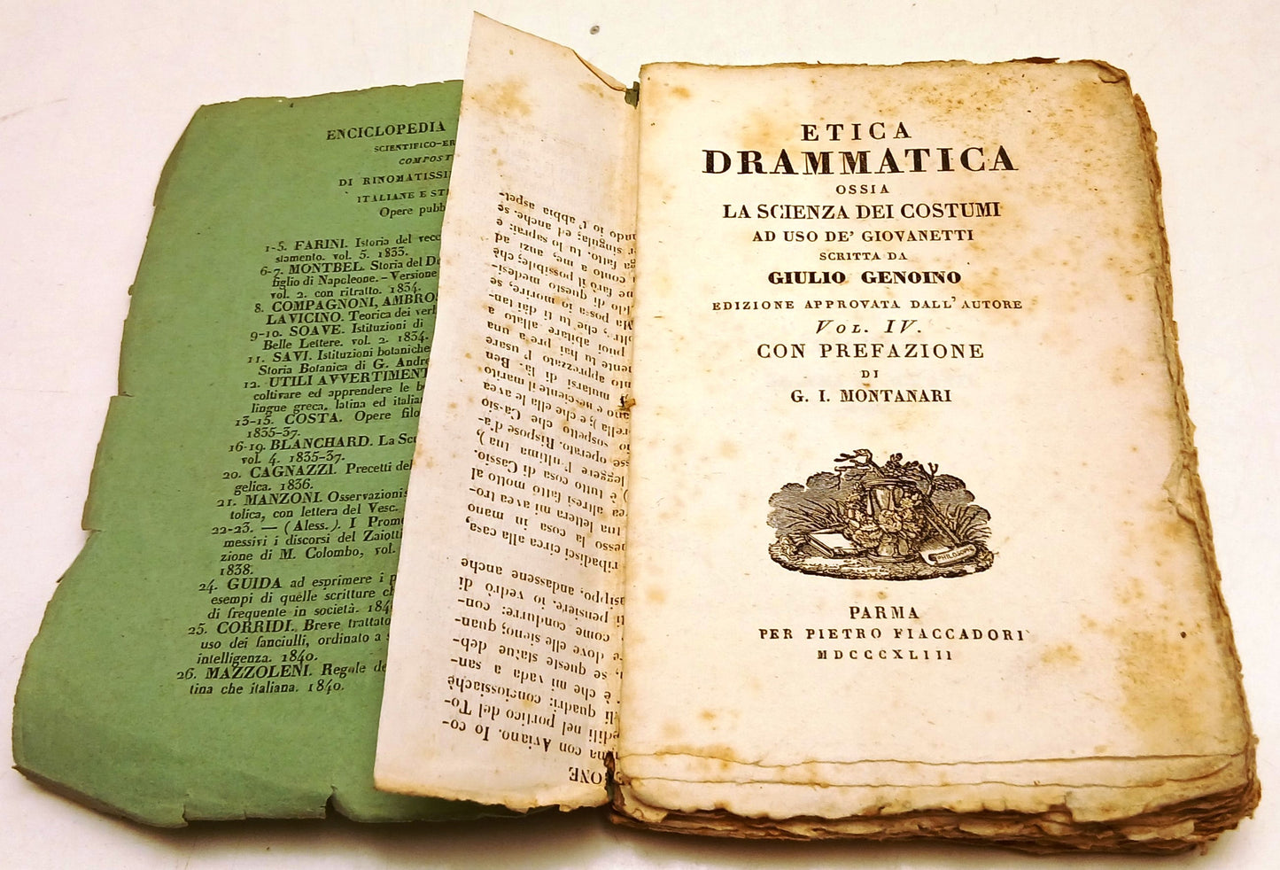Etica Drammatica Scienza Costumi- Giulio Genoino- Fiaccadori Parma- 1843- ZFS120