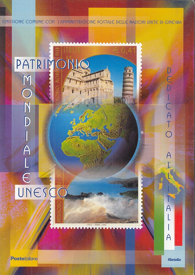 FV- FOLDER POSTALE PATRIMONIO MONDIALE DELL'UNESCO DEDICATO ITALIA 2002 - XFS65
