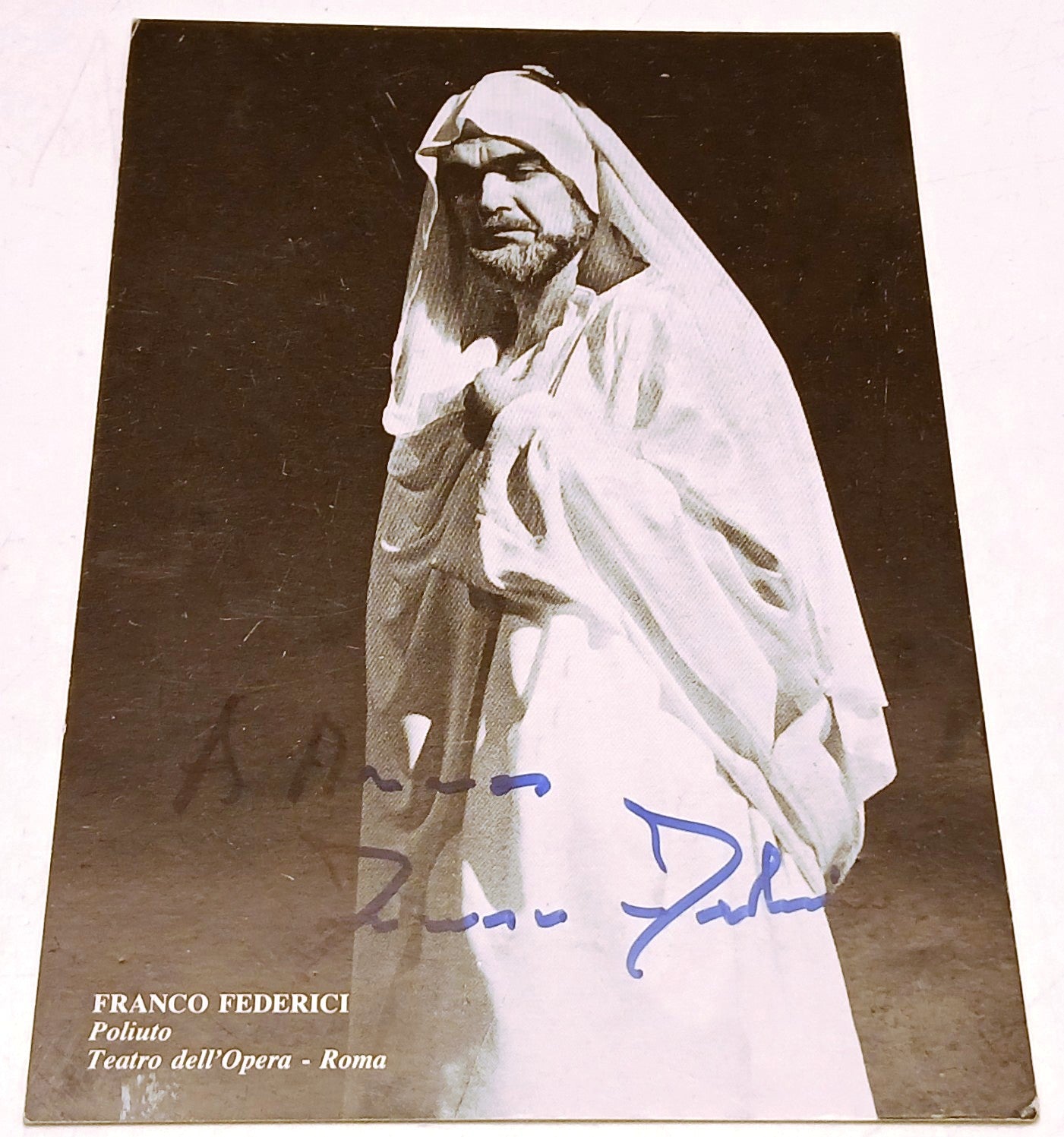 CV- Cartolina autografo Franco Federici- Poliuto Teatro dell'Opera Roma- RVSz128