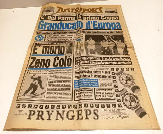 LR- GAZZETTA DI PARMA GIOVEDI' 13 MAGGIO 1993 COPPA DELLE COPPE WEMBLEY- RVSa344