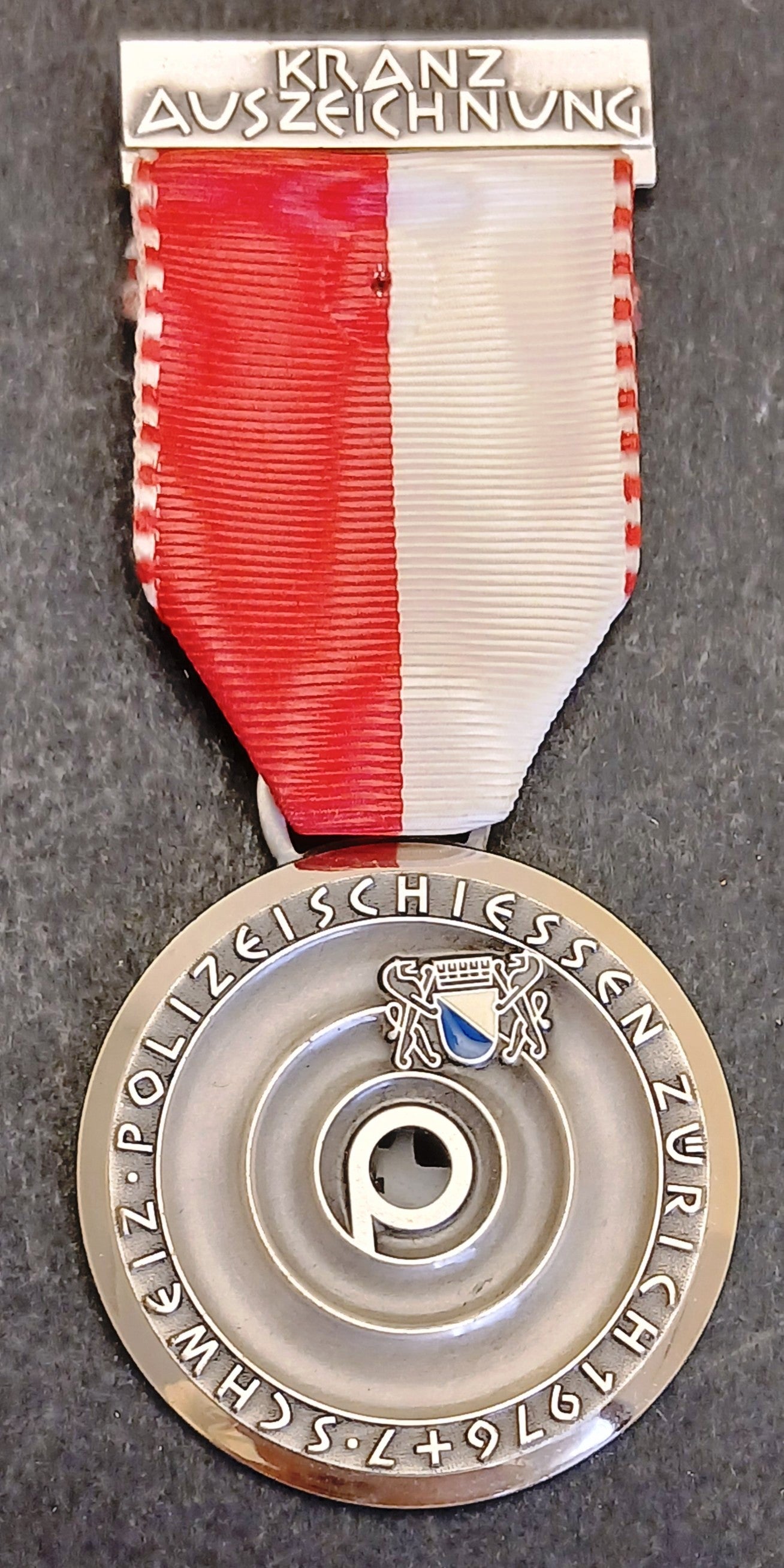 Medaglia Kranz Auszeichnung Polizeischiessen Zurich 1976 Huguenin Locle- GTTS311