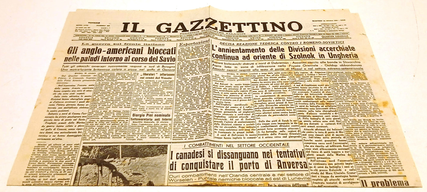 Quotidiano Il Gazzettino martedi' 24 ottobre 1944-XXII - RVSa670