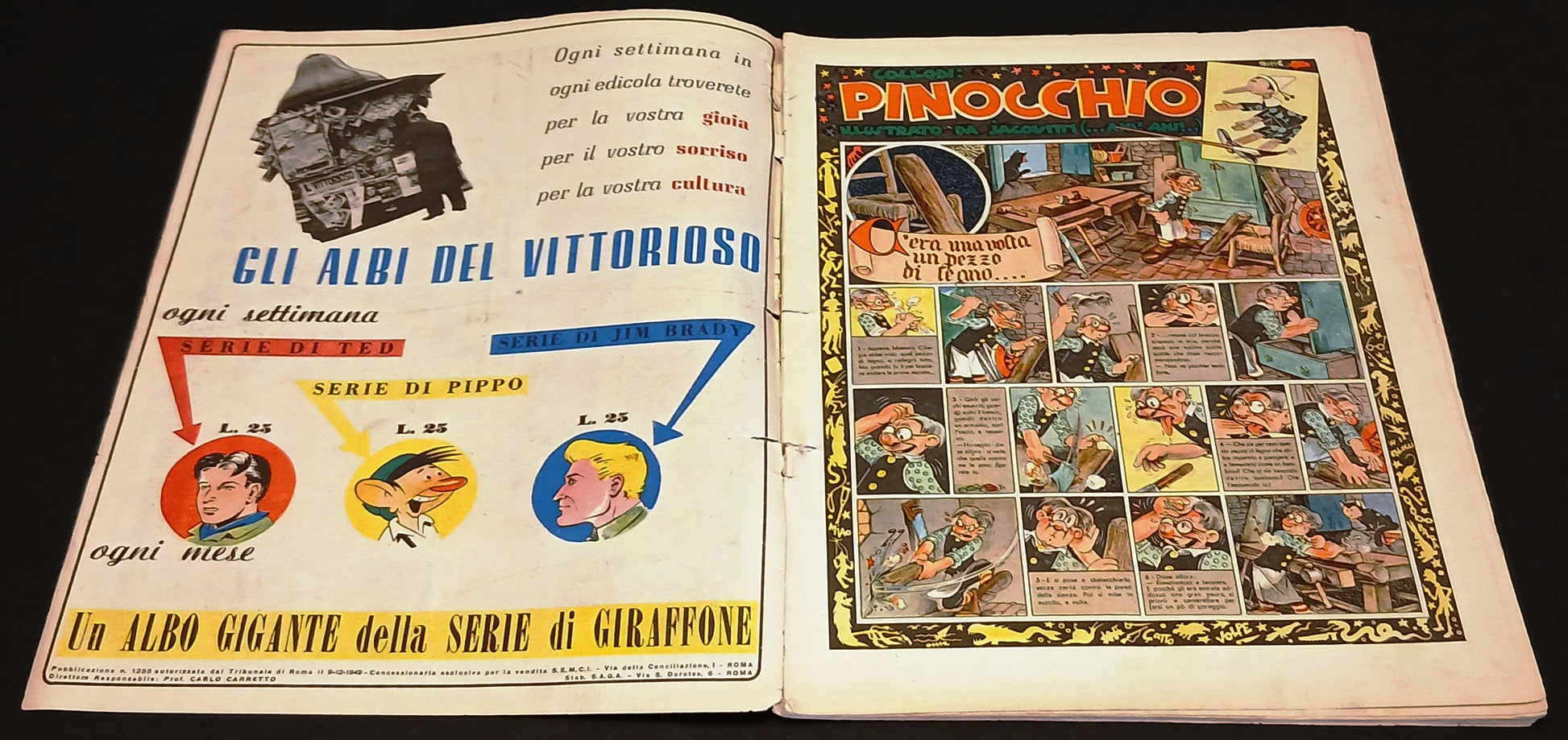 Albi del Vittorioso Serie Giraffone n.24 Pinocchio - Jacovitti - A.V.E. - RVSh95
