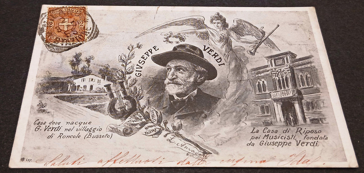CC- Cartolina viaggiata - Giuseppe Verdi Roncole Busseto Casa di Riposo- RVSz199