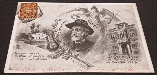 CC- Cartolina viaggiata - Giuseppe Verdi Roncole Busseto Casa di Riposo- RVSz199