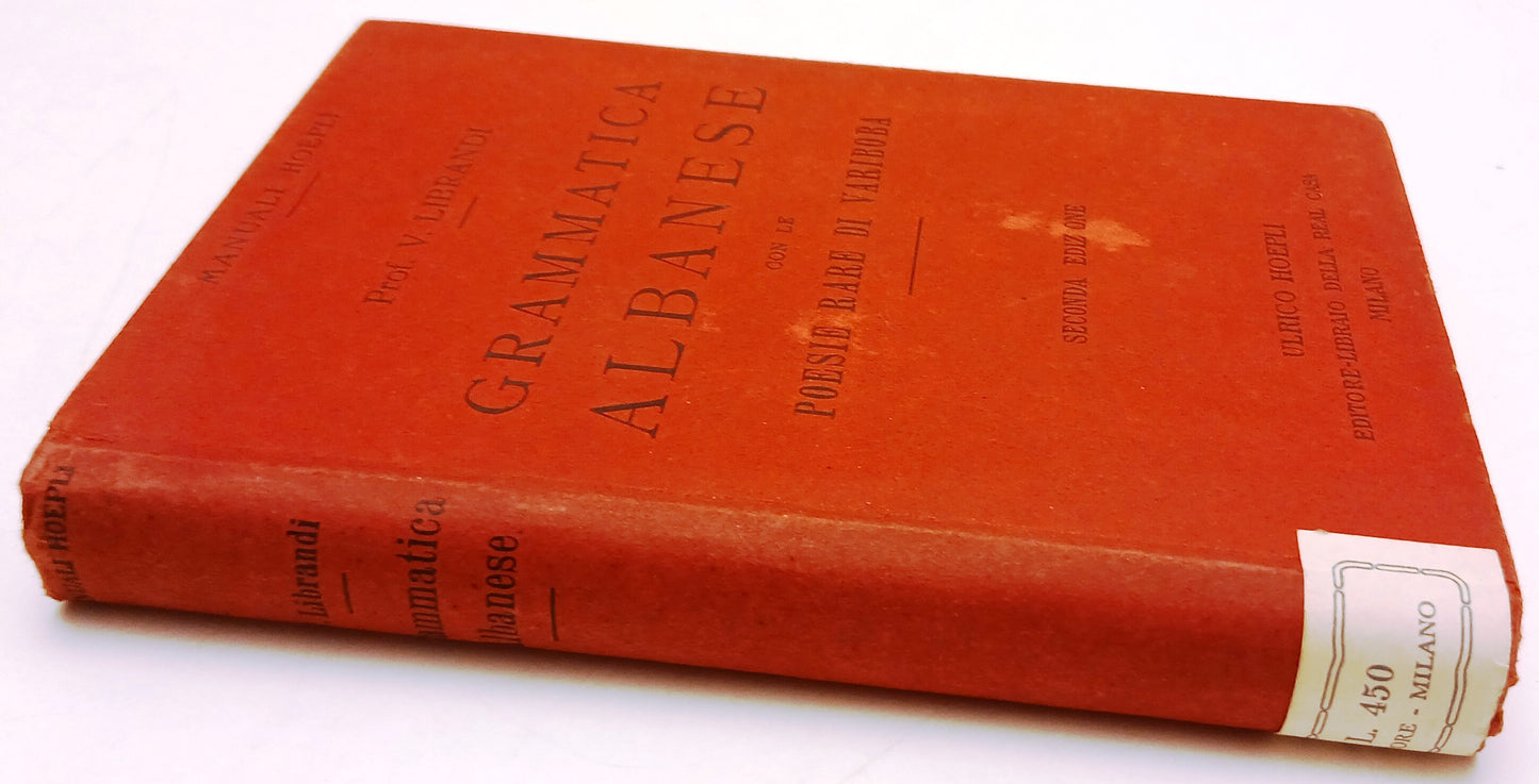 LZ- GRAMMATICA ALBANESE poesie rare VARIBOBA - LIBRANDI - HOEPLI--- 1928- C- XFS