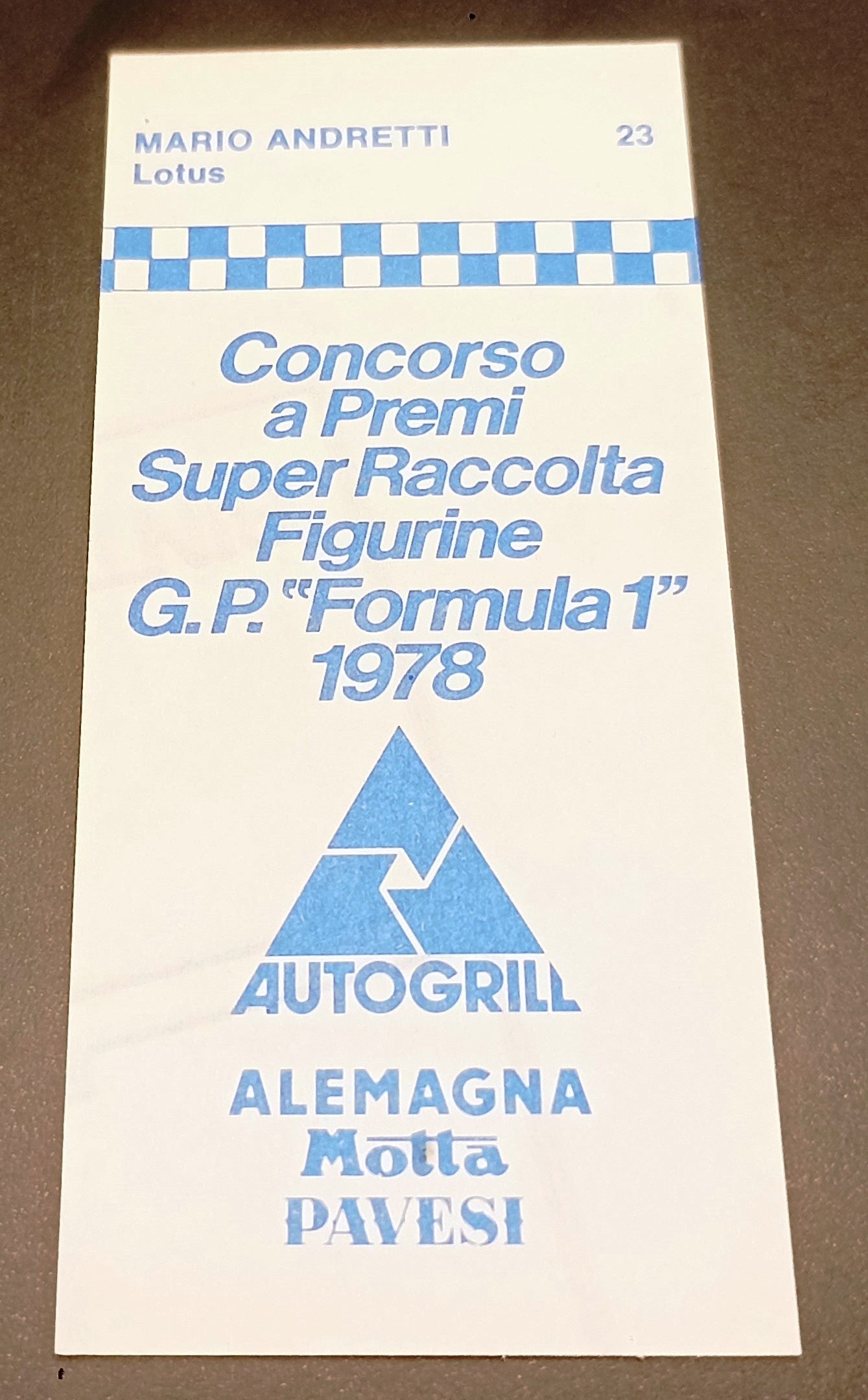 RACING CARD - ALEMAGNA - G.P. FORMULA 1 1978 - MARIO ANDRETTI - 23 - EF
