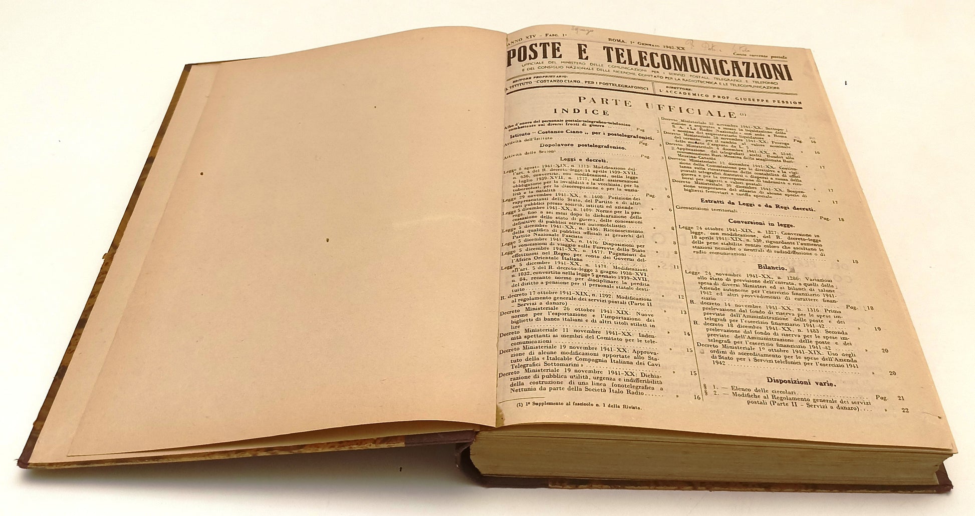 LZ- BOLLETTINO POSTE TELECOMUNICAZIONI ANNATA COMPLETA ----- 1942 - C - YFS303