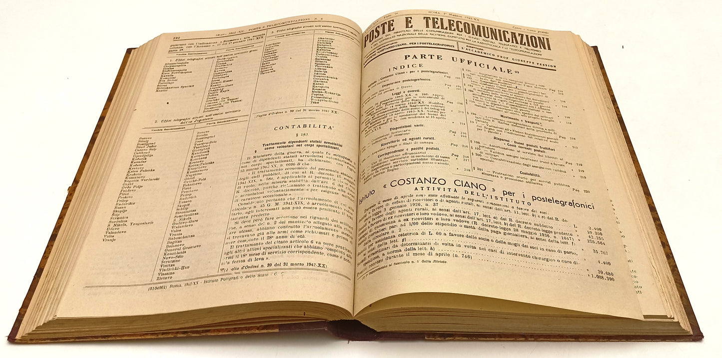 LZ- BOLLETTINO POSTE TELECOMUNICAZIONI ANNATA COMPLETA ----- 1942 - C - YFS303