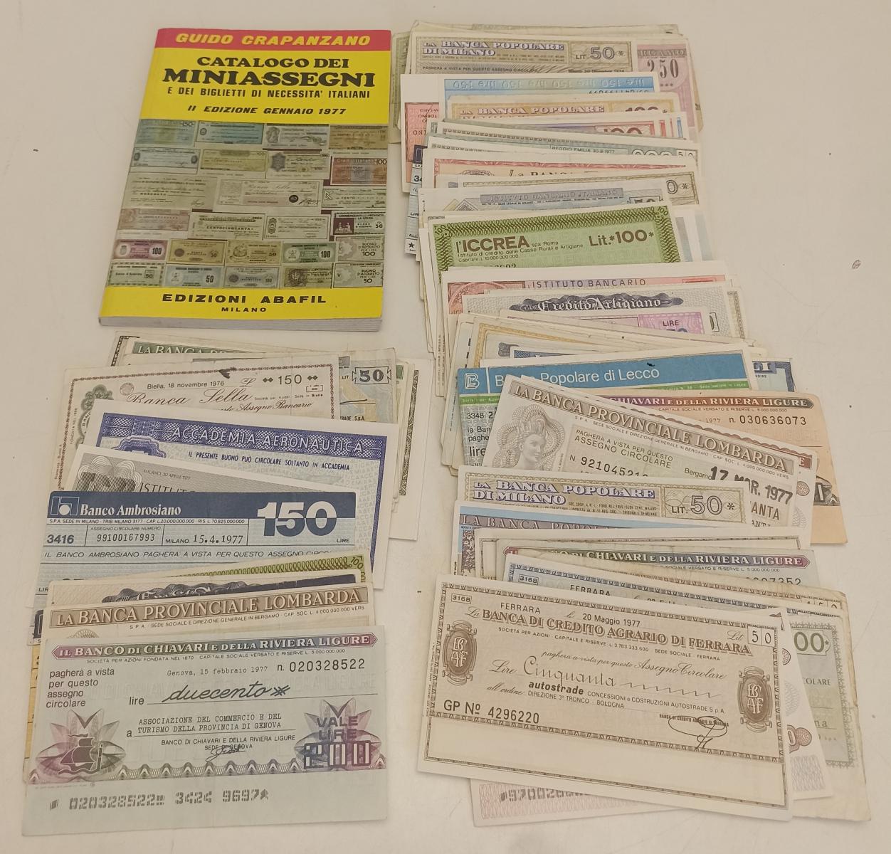 LZ- CATALOGO MINIASSEGNI + 100 ASSEGNI circa - CRAPANZANO - ABAFIL - B - RVSa500