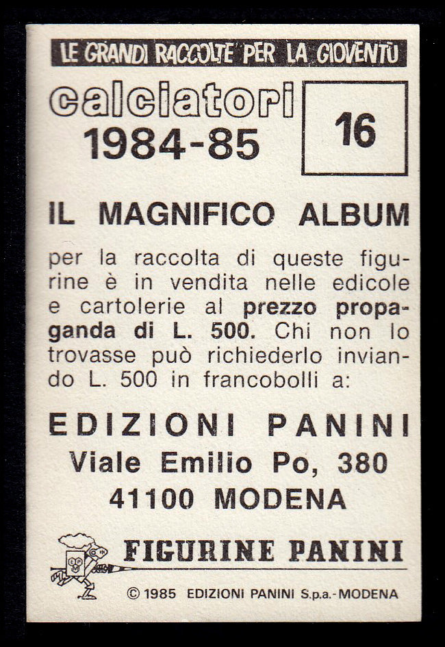 Figurine Panini - Calciatori 1984/85 - Mancolista ASCOLI