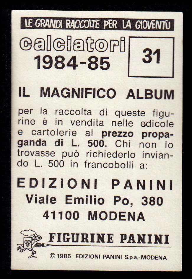 Figurine Panini - Calciatori 1984/85 - Mancolista ATALANTA