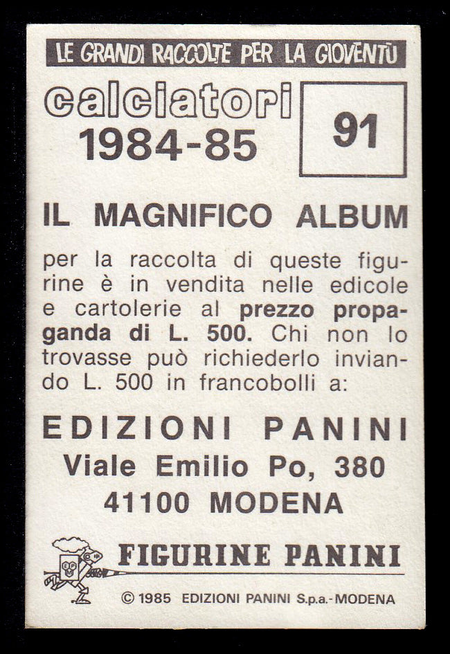 Figurine Panini - Calciatori 1984/85 - Mancolista CREMONESE