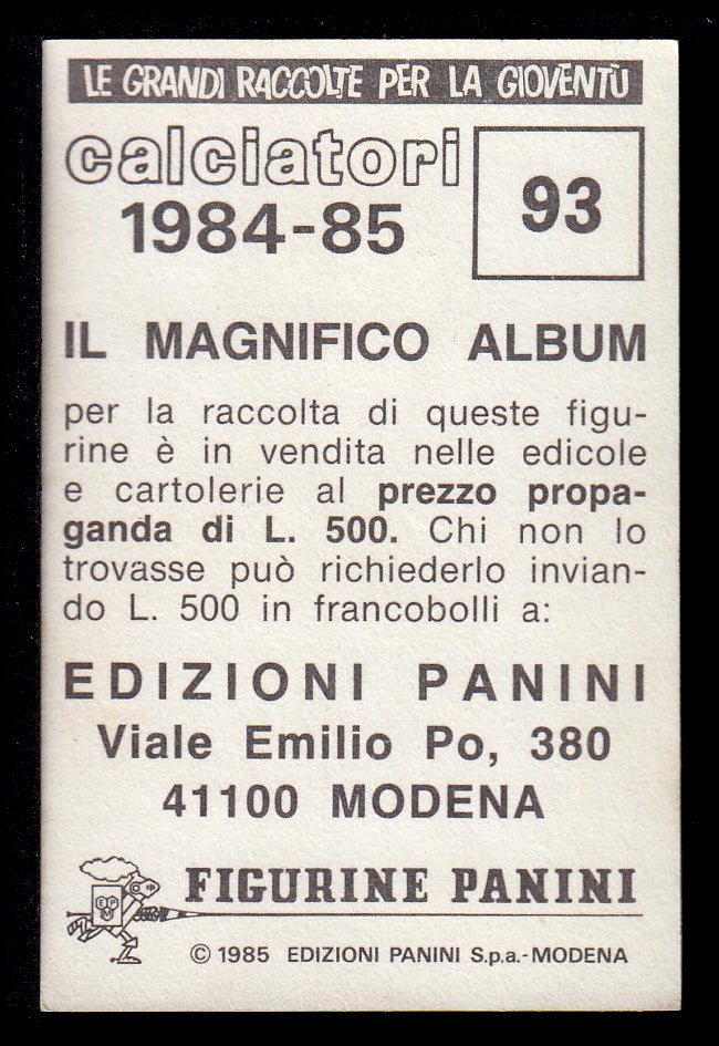 Figurine Panini - Calciatori 1984/85 - Mancolista CREMONESE