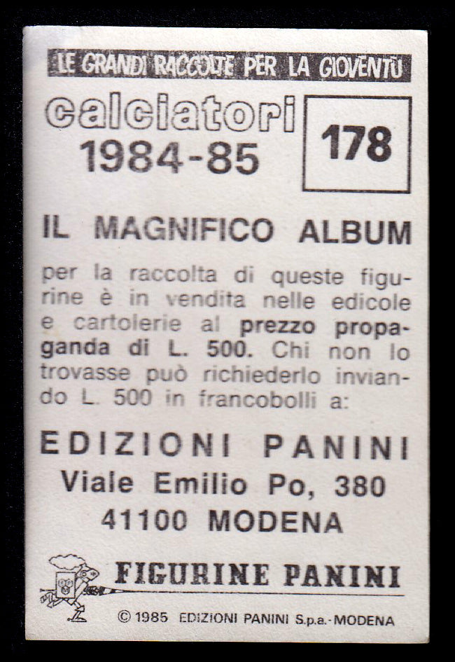 Figurine Panini - Calciatori 1984/85 - Mancolista MILAN