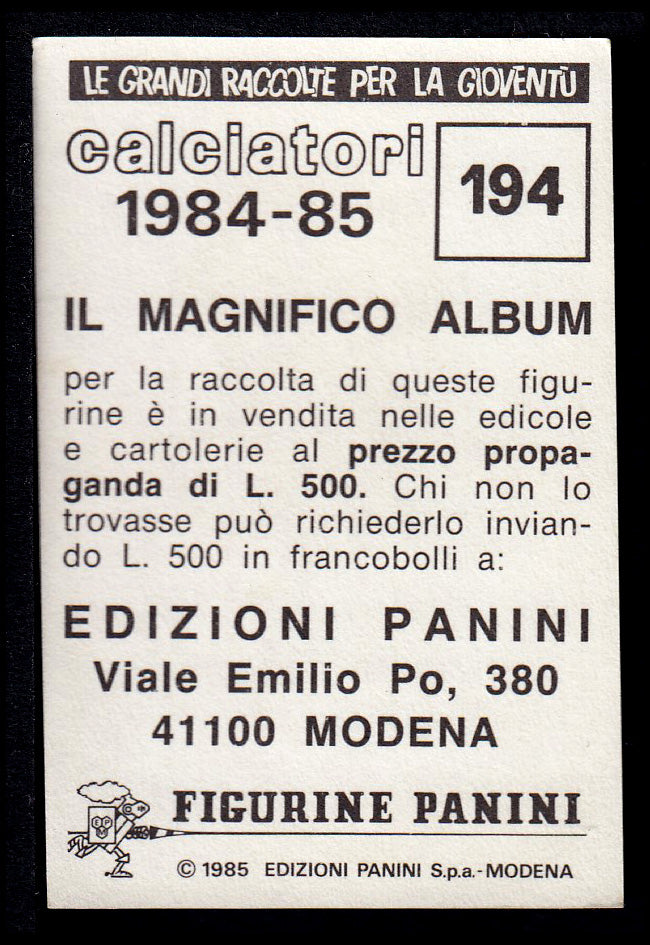 Figurine Panini - Calciatori 1984/85 - Mancolista NAPOLI