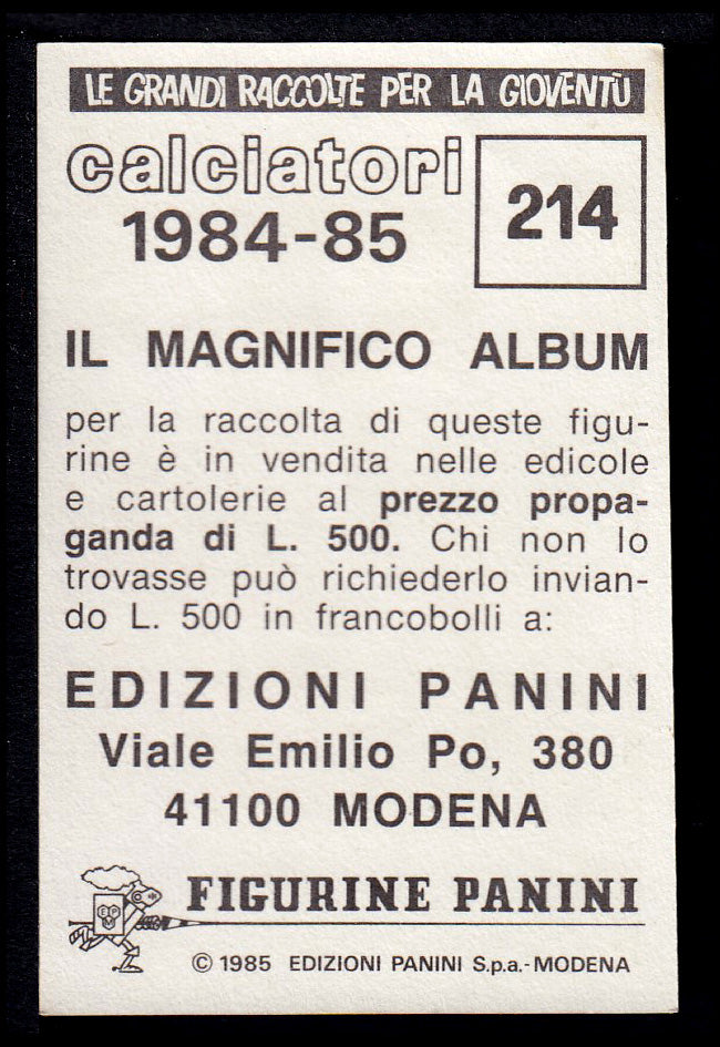 Figurine Panini - Calciatori 1984/85 - Mancolista ROMA
