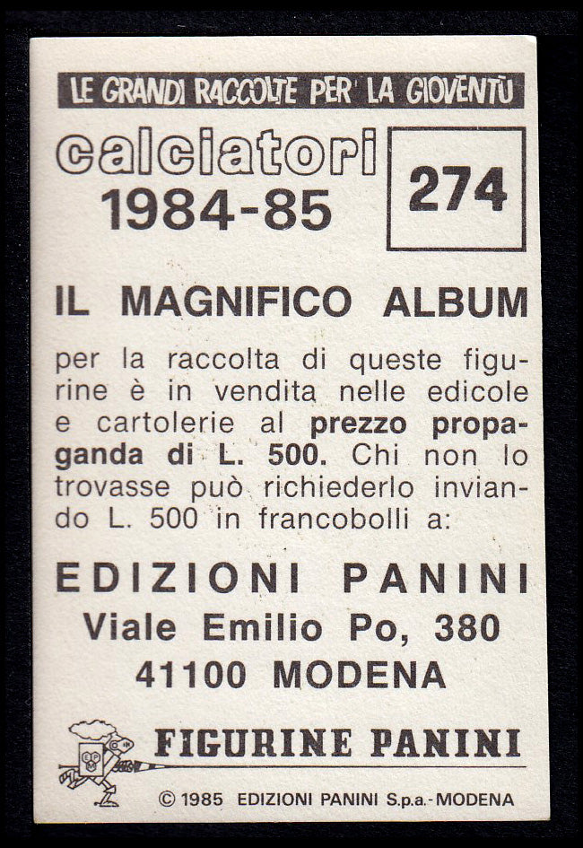 Figurine Panini - Calciatori 1984/85 - Mancolista UDINESE