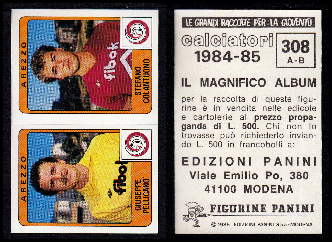 Figurine Panini - Calciatori 1984/85 - Mancolista SERIE B - Fascia 305/399