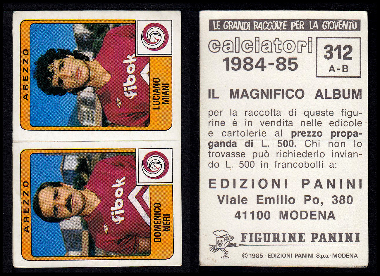 Figurine Panini - Calciatori 1984/85 - Mancolista SERIE B - Fascia 305/399