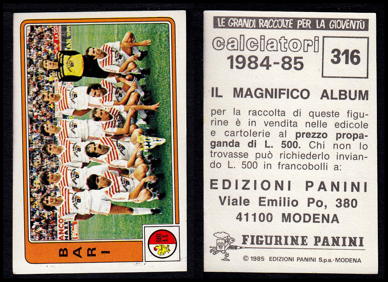 Figurine Panini - Calciatori 1984/85 - Mancolista SERIE B - Fascia 305/399