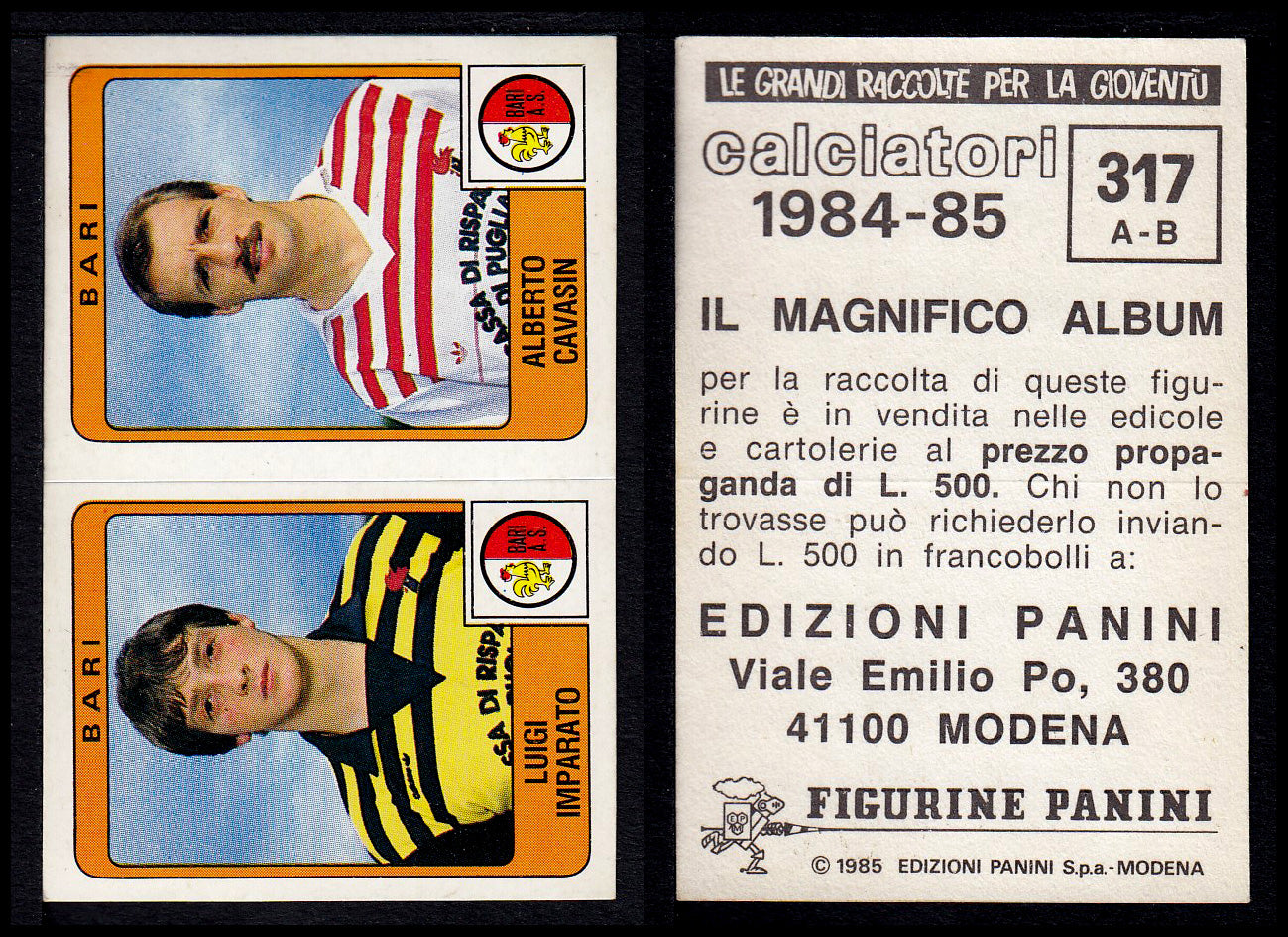 Figurine Panini - Calciatori 1984/85 - Mancolista SERIE B - Fascia 305/399